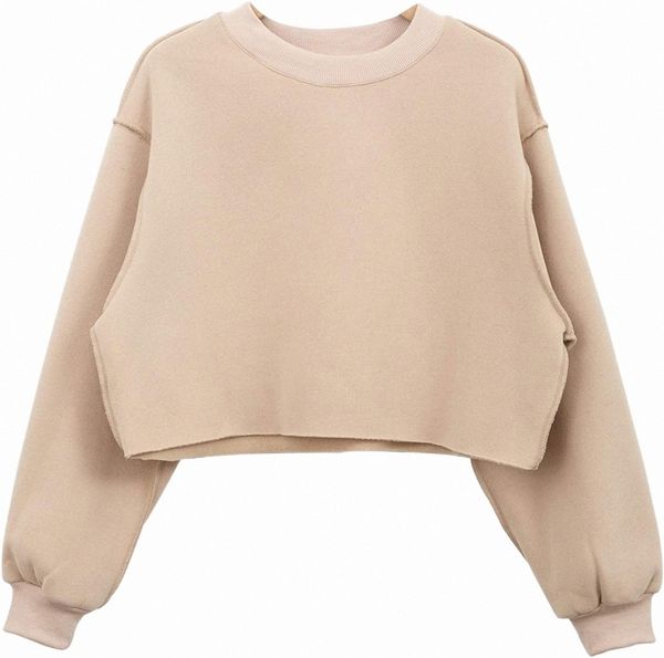 

pullover cropped hoodies long sleeves sweatshirts casual crop for spring autumn winter 386c#, Black