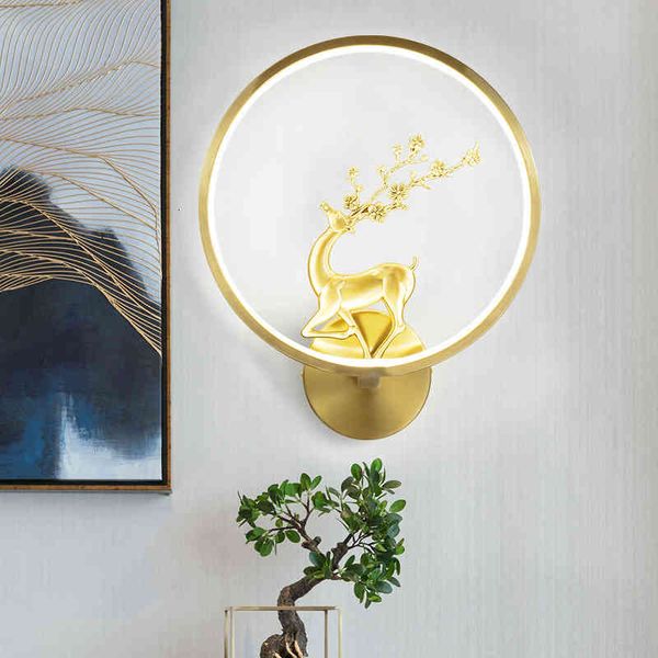 

pendant lamps all copper wall lamp zen chinese style simple modern wind corridor background bedroom bedside el