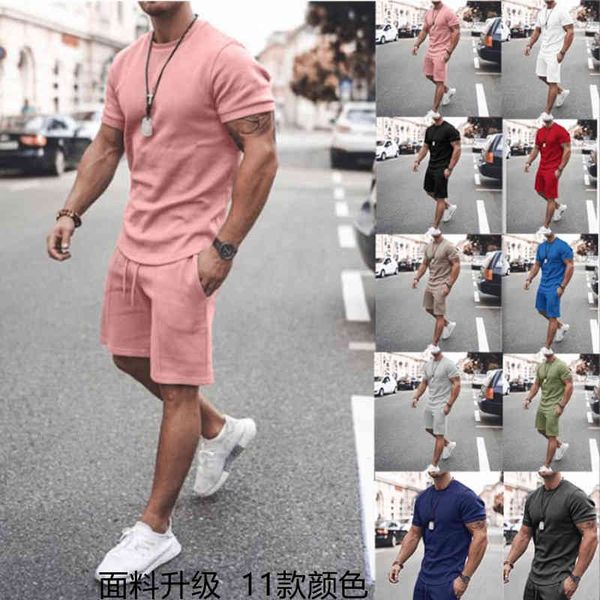 

2022 new men's summer short sleeved shorts sportswear, Gray