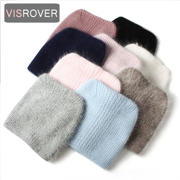 

visrover 9 colorways autumn solid color rabbit fur winter beanies match bonnet acrylic man woman warm skullies gift 220817, Blue;gray