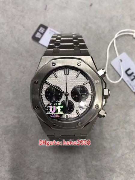 

u1 7 colors men wristwatches watches 26331st 26331 41mm stainless steel blue luminescent sapphire vk quartz chronograph working mens watch, Slivery;brown