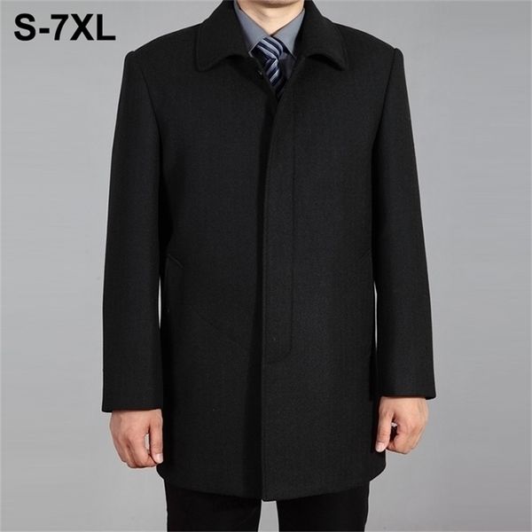 

men wool coat autumn winter overcoat wool woolen jacket male pea coat men winter long coat homme plus size 7xl 201127, Black;brown