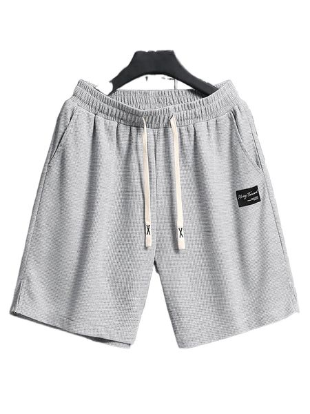 

men letter patch detail drawstring waist shorts h7bh#, White;black