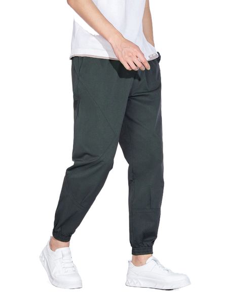 

men slant pocket drawstring waist tapered pants a7zu#, Black