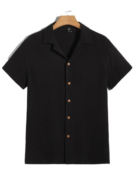 

men solid textured button front shirt s4ai#, White;black