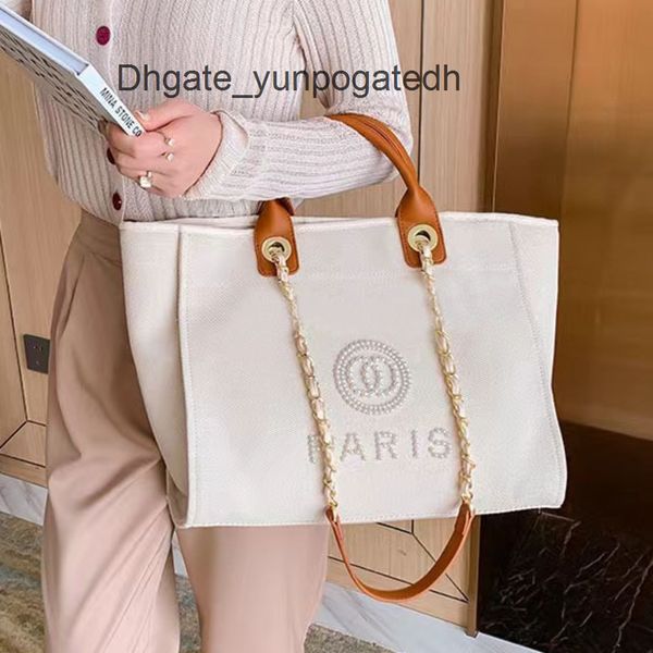 

classic fashion brand beach bags ch women handbags pearl evening bag designers female canvas portable high-capacity luxury trend big handbag, Black;red