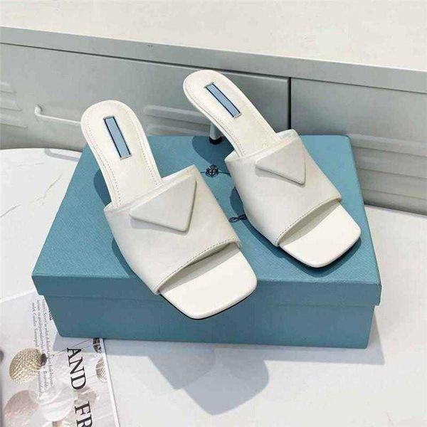 

designer women sandals square toe genuine leather slippers fashion flat flip flops high heel sandal beach slides l bath fasion slipp hcn, Black