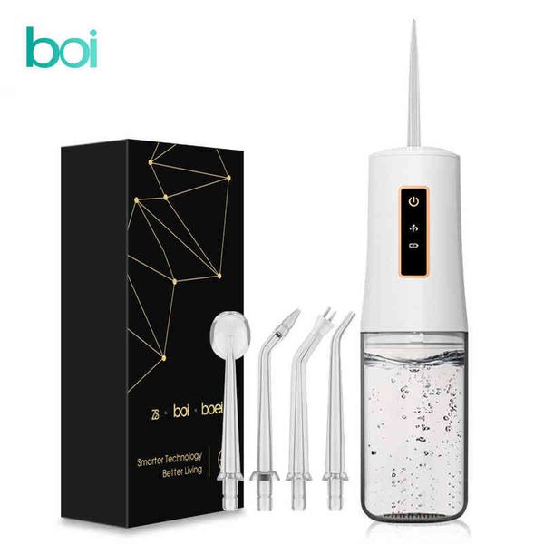 

boi white removable 200ml usb fast charge smart electric oral irrigator syringe water flosser portable dental teeth cleaner 220510