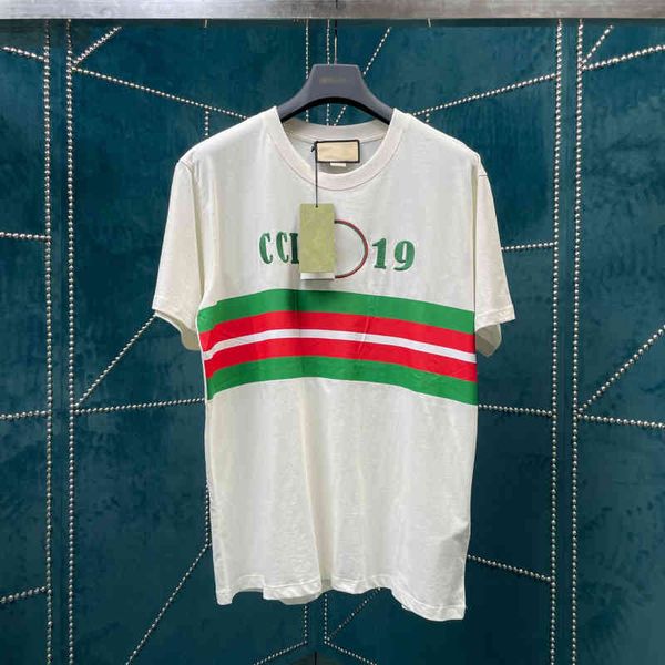 

men's t-shirts designer 2022 spring and summer new g family letter stripe printing fashion short sleeve casual loose men's women&#, White;black