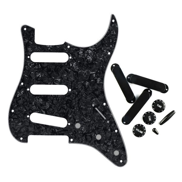 

set of 11 holes sss guitar pickguard no holes style pickup cover 2t1v knobs switch tips guitar accessories
