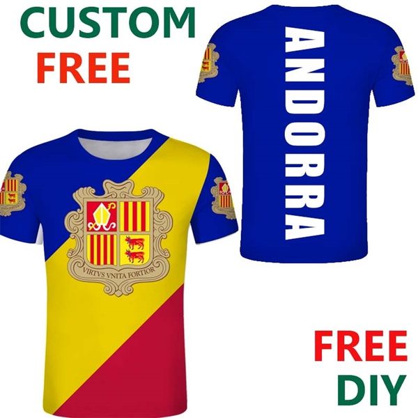 Maglietta bianca Andorra T-shirt personalizzata gratuita Island Flag Emblem Tee Shirts DIY Country strip tee abbigliamento giovanile Jersey 220616