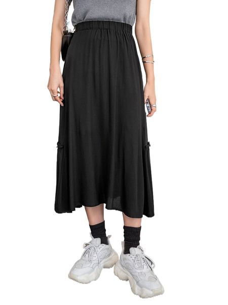 

dazy high waist frill trim side skirt o4ck#, Black