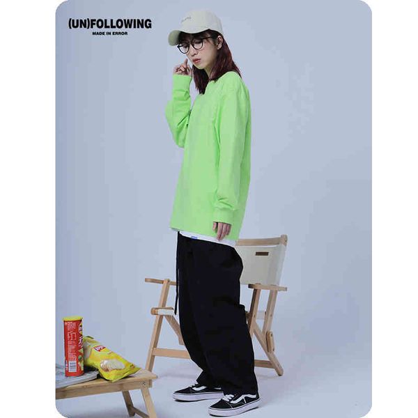 

pure cotton couple autumn street long sve shirt, White;black