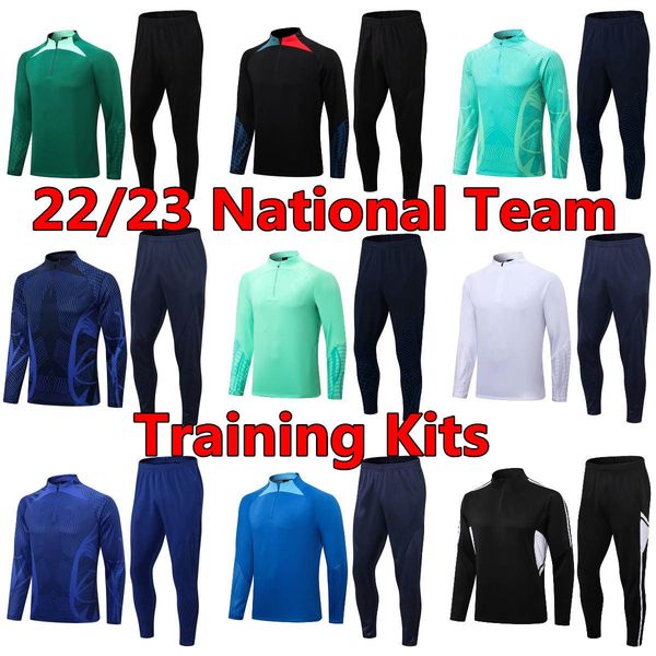 

national team tracksuit 22 23 kane training kit foden bruno tracksuit mbappe soccer jersey shirts track suit depay virgil de jong football k, Black