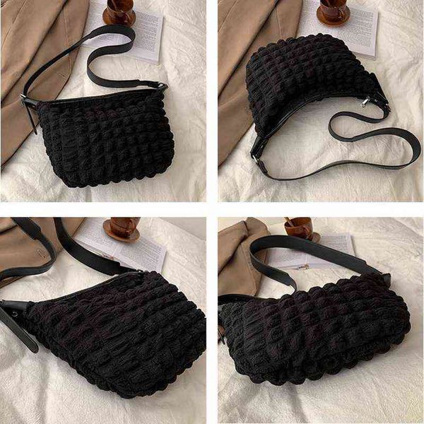 

evening bags novelty crimped bubble plaid crossbody for women hobos fabric female shoulder bag ladies fashionable purses and handbags 220727