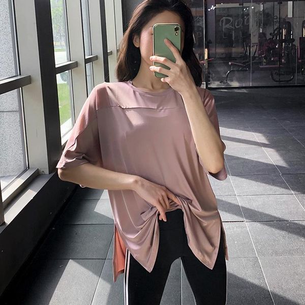 

yoga outfit crop fit short sleeve t-shirt women's running blouse summer long jacket deportivo mujer camisetas