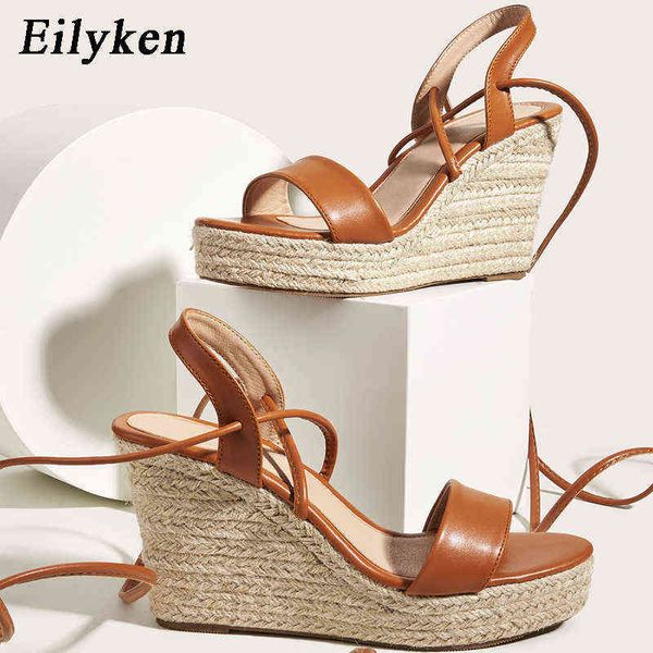 Sandálias Eilyken Roman Gladiator Plataforma Mulheres Wedge Sandálias Verão Clássico Esgotado Holízinho Ankle Ankle Lace Up Strap Feminino Sapatos 220318