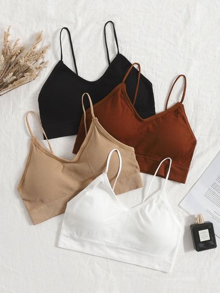 

4pack spaghetti strap bra set h9dq#, Black;red