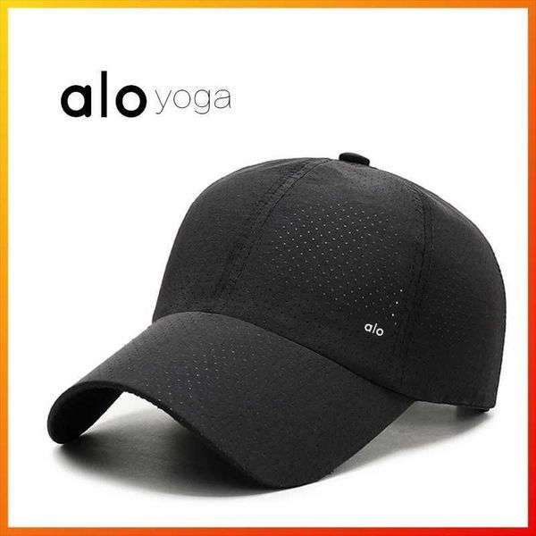 

alo yoga hats men's and women's baseball caps fashion quick-drying fabric sun hat caps beach outdoor sports solid color shade, Black;white