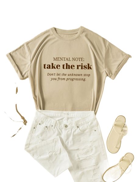 

slogan graphic round neck tee i6ec#, White