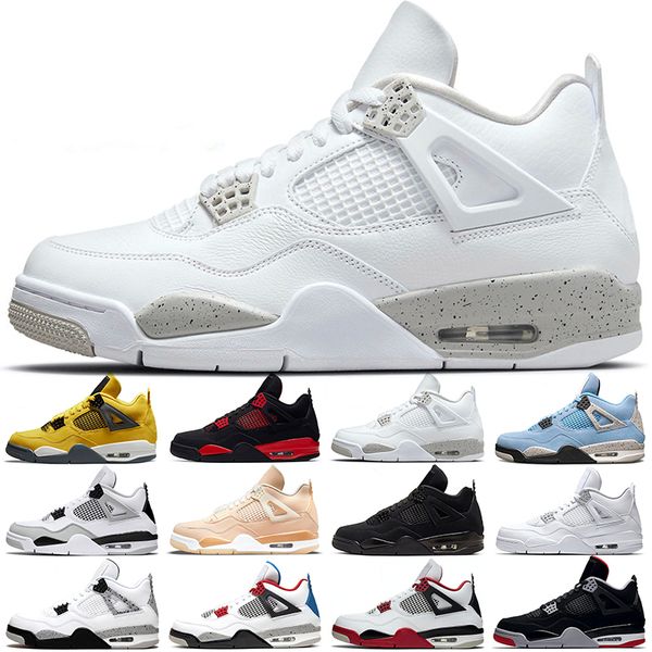 

jumpman 4 4s womens mens basketball shoes casual sports sneakers red university blue white oreo bred what the fashion trainers, Black