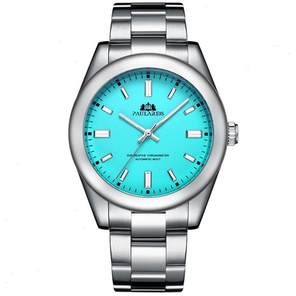 Homens automáticos de relógios mecânicos automáticos de vento inoxidável de aço inoxidável amarelo amarelo azul verde marinho colorido de arco -íris 41mm Relógio de moda