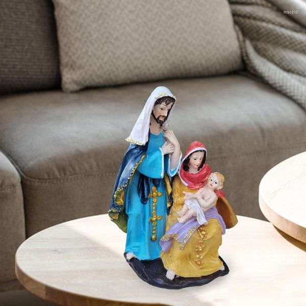 Decorazione per feste Mini Natività Maria Gesù Figura Decor Nascita della statua Stanza Home Office Ornamento per la chiesa Decorazione regaloFesta FestaFesta