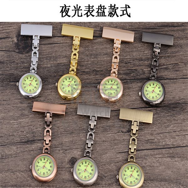

10pcs nurse watches female hanging watch medical customized luminous waterproof student pocket watch-1-2-6-8, Slivery;golden