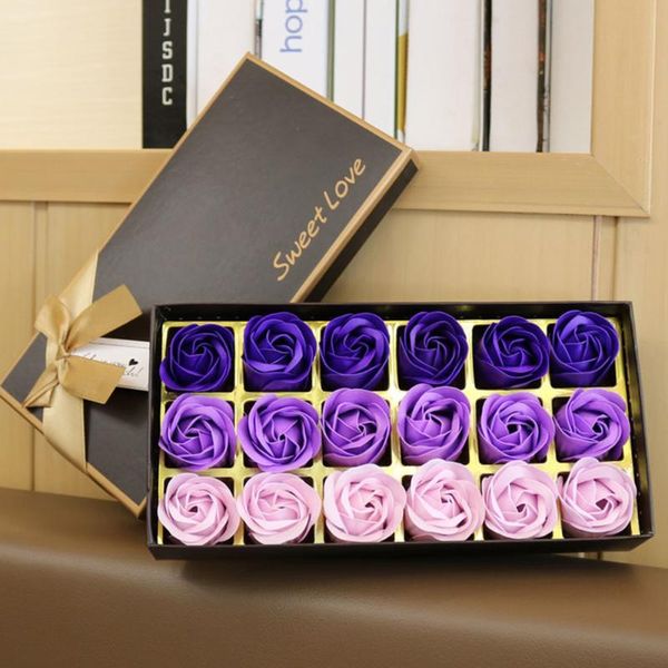 Dekorative Blumen Kränze PC-Set Blumenseife Rose mit Geschenkbox für Frauen Rosen Bad Valentinstag Hochzeit Blütenblatt Simulation FaceDe