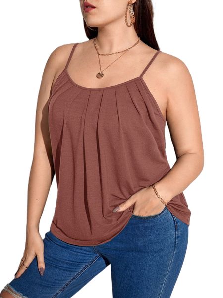 

plus plicated front cami 60cv#, Black