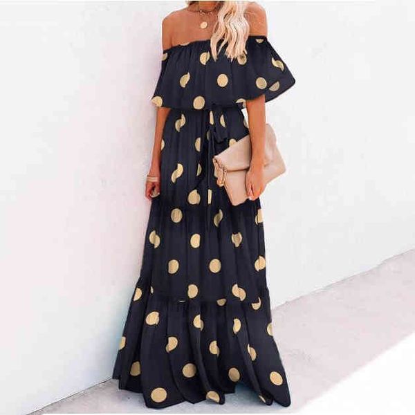 

casual dresses 2022 spring and summer women's dress with chest wrapped printed off shoulder wpie, Black;gray