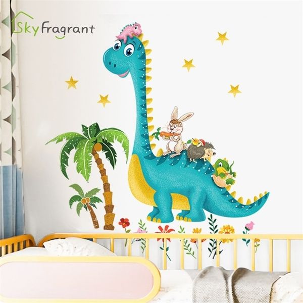 Cartoon Dinosaur Buddies Starters de parede Automaderação decoração de casa Decoração de quarto de crianças decoração de quarto de bebê adesivo de padrão fofo 220510