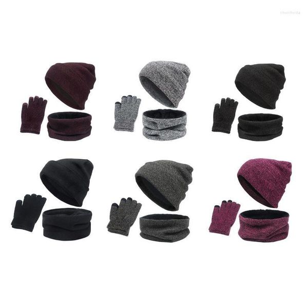 Berretti Beanie/Skull 3 pezzi/set Set cappello invernale, sciarpa e guanti per donna Uomo OutdoorBeanie/Skull Chur22