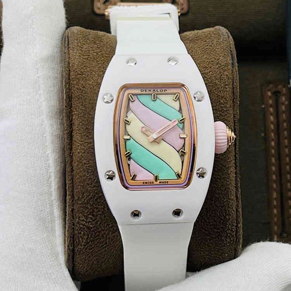 

uxury watch date cotton candy personality dial ceramic womens watch simple trend temperament square sports net red mechanical, Slivery;brown