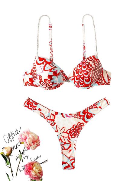 

allover print push up bikini swimsuit z10m#, White;black