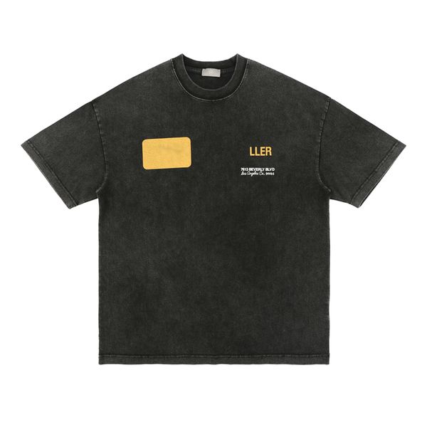 

22ss europe distressed vintage gold print t shirt high street oversize tee spring summer skateboard men women streetwear t shirt, White;black