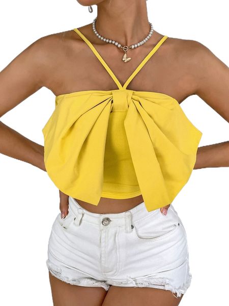

big bow crop cami u7bk#, White