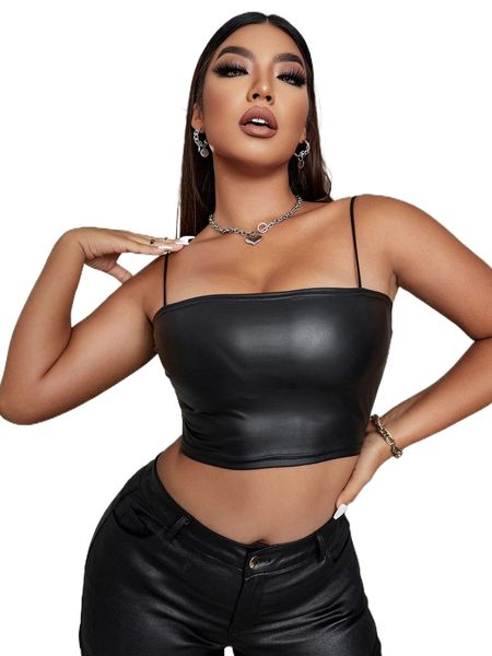 

apperloth a plus pu leather cami g3zy#, Black