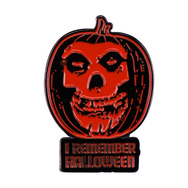 

i remember halloween pumpkin skull face brooch punk band the misfits logo inspiration badge, Blue