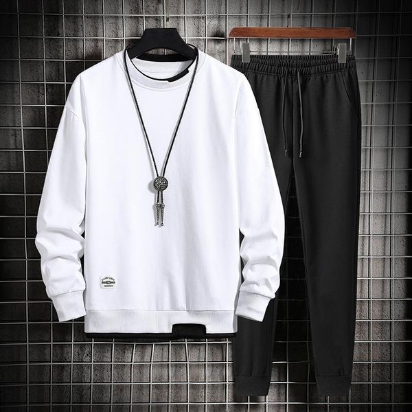 

men's tracksuits men's tracksuits autumn set sports two pieces tracksuit male casual long sleeve round neck sportswear hoodie+pant, Gray