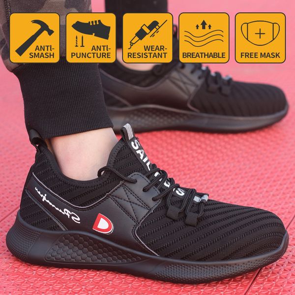

work sneakers steel toe shoes compression resistance puncture-proof safety shoes lightweight protection flexibility, Black;brown