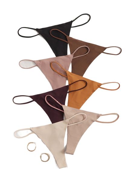 

7pack solid panty p36q#, Black;red