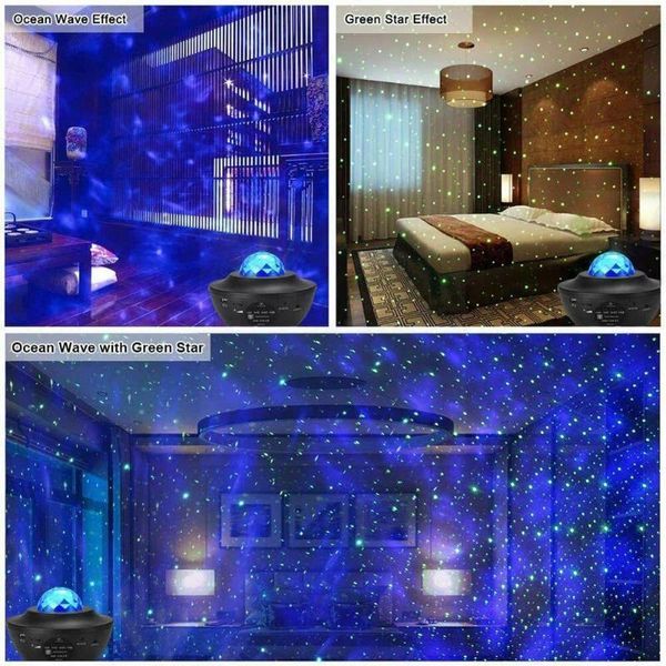 Luzes noturnas LED USB Ocean Wave Light Projector Starry Music Decoration Speaker Gifts Bluetooth Home Children Room Chri F2d4night