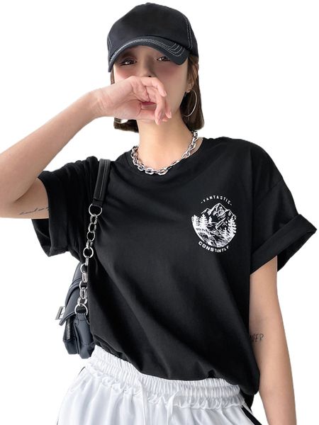 

dazy letter & graphic drop shoulder tee v0ie#, White