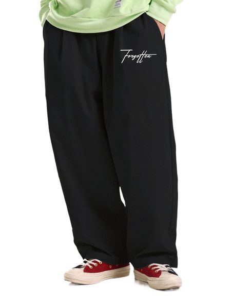

men letter graphic wide leg pants w6h3#, Black