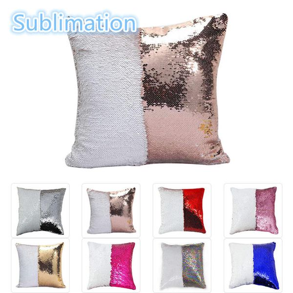 

12 colors sequins mermaid pillow case cushion new sublimation magic blank pillow cases transfer printing diy personalized gift sxm27