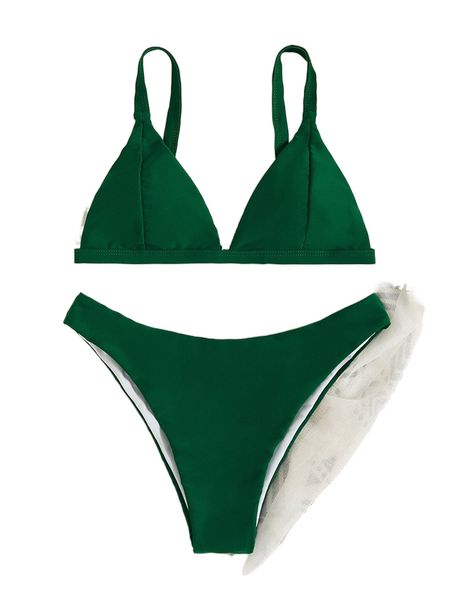 

solid triangle bikini swimsuit y7ss#, White;black