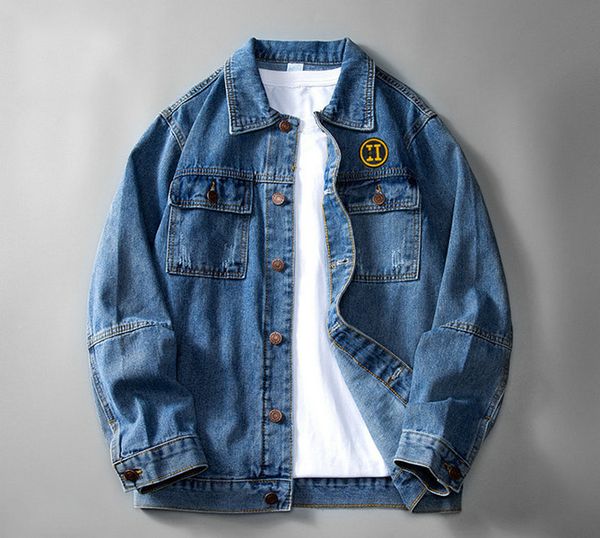 

2022 new denim jacket men's classic loose casual single-breasted denim coat jean jacket men, Black;brown