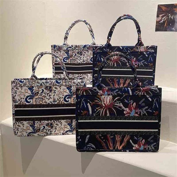 

22% off 2022 fashion trendy bags d shopping versatile commuter old flower three-dimensional embroidery tote portable canvas
