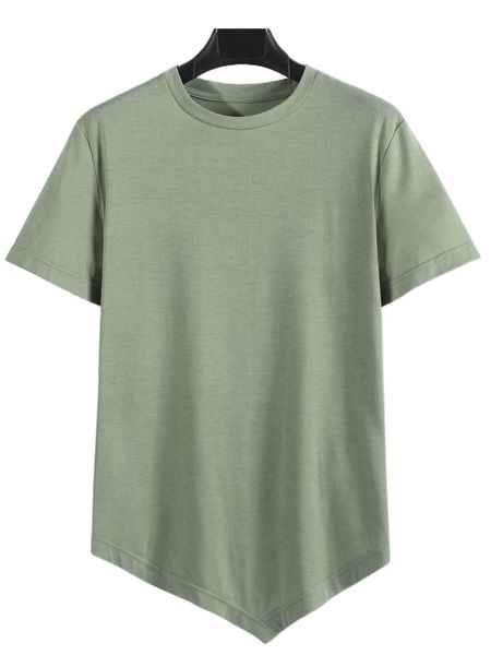 

men solid asymmetrical hem tee m6as#, White;black